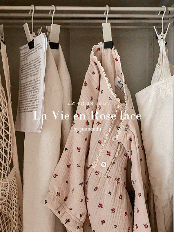 [10,000件熱銷/☁全棉] Juuneedu｜[短袖睡衣] Lavien Rose Lace Pajama（☁️關鍵字J152)
