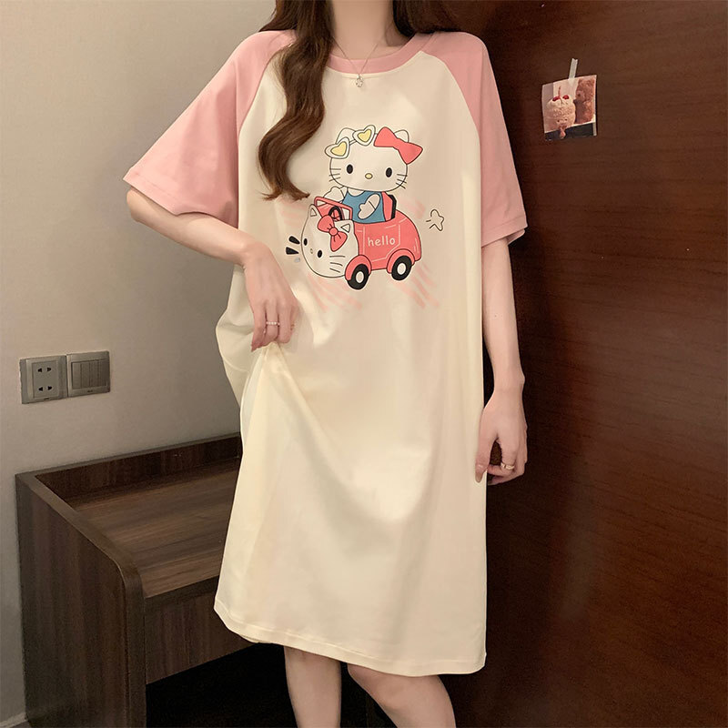 【Hello Kitty 郊遊中】撞色連袖居家裙