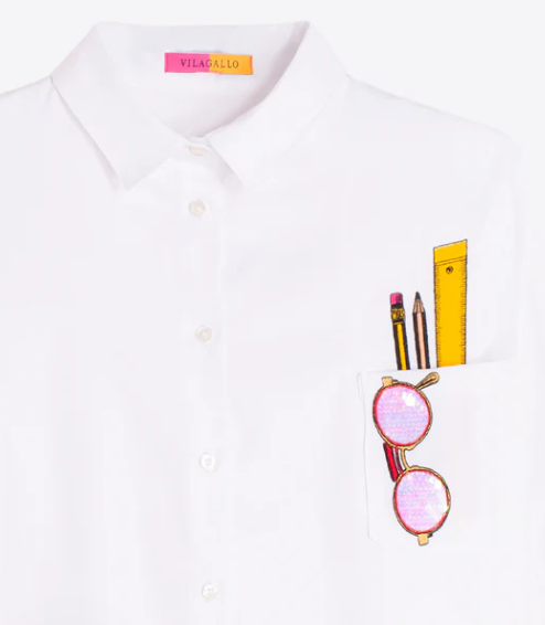 1VG0413-019 [VILAGALLO] White Shirt With Embroidered Pocket White #CMNNX6S352 (C-K11-E)