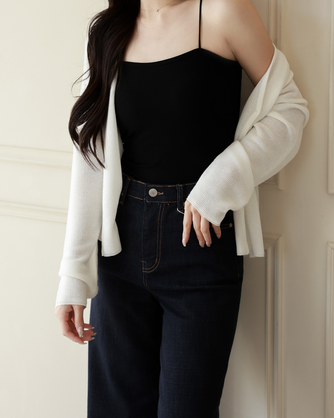 顯腿長復古寬版牛仔褲 ( 1 colors )