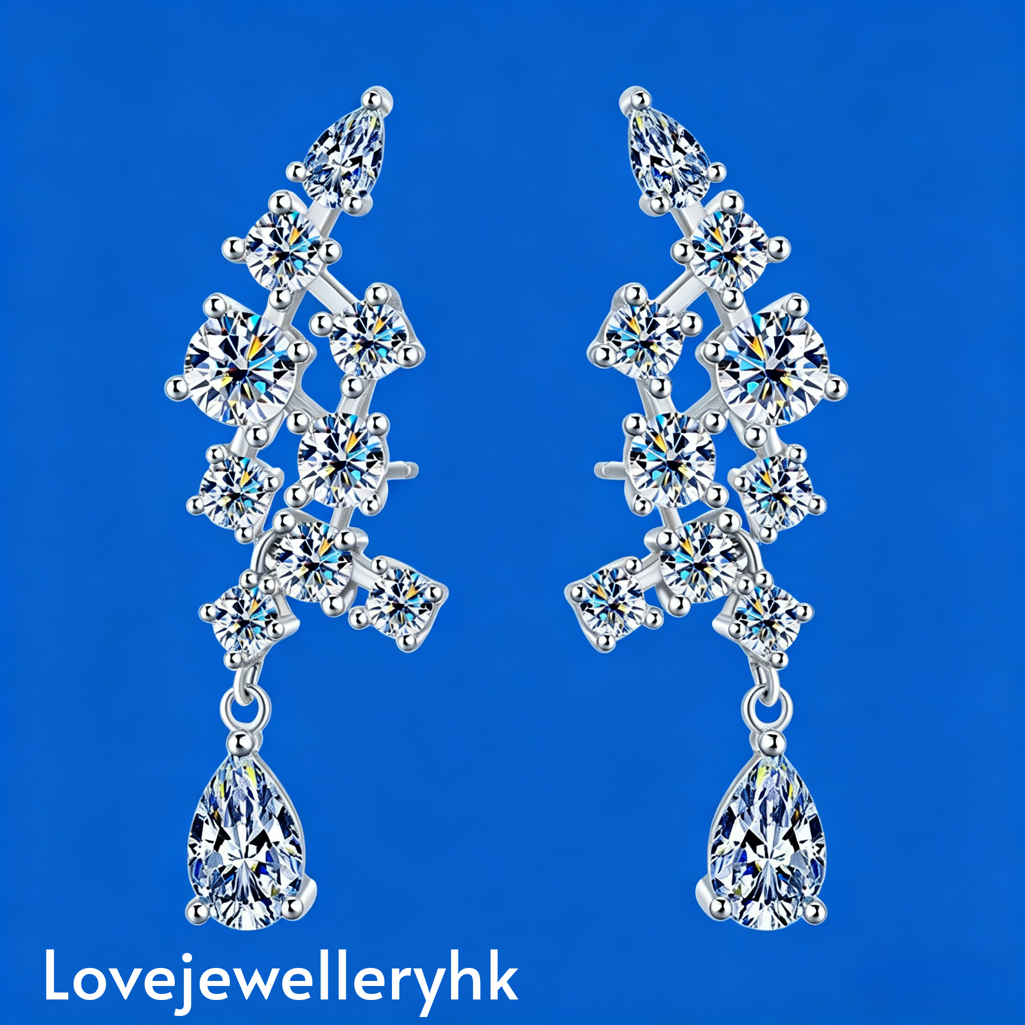 全莫桑鑽豪華水滴耳環         E6.1C029