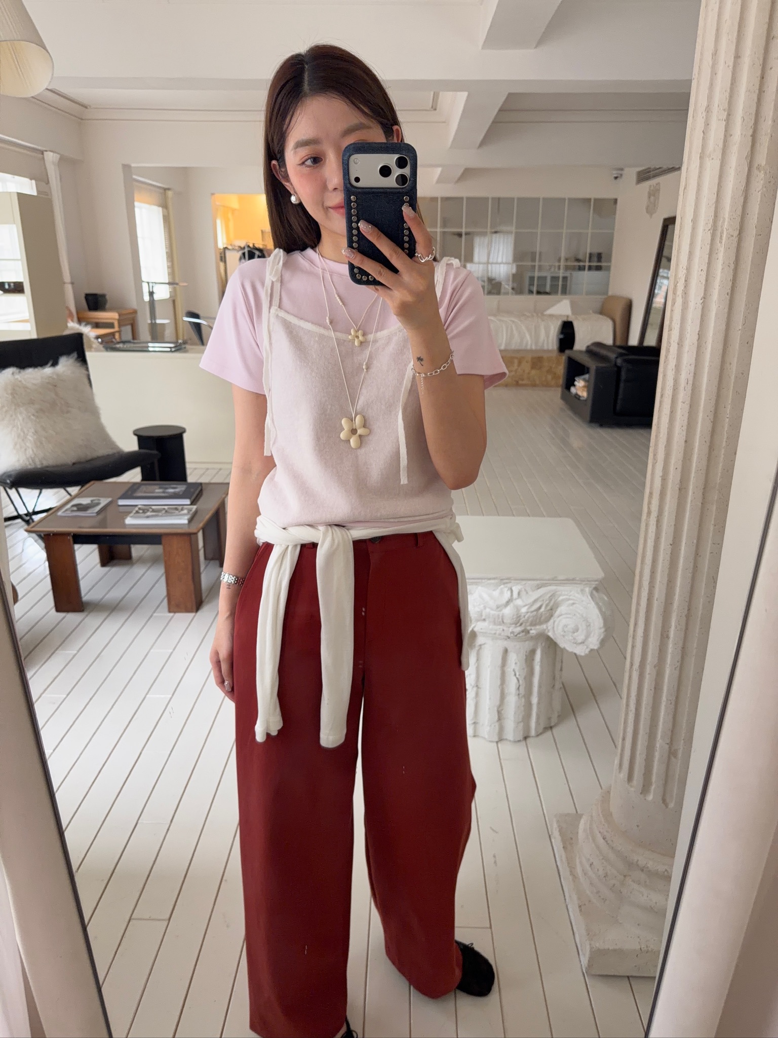 A81/細肩綁帶透膚針織背心