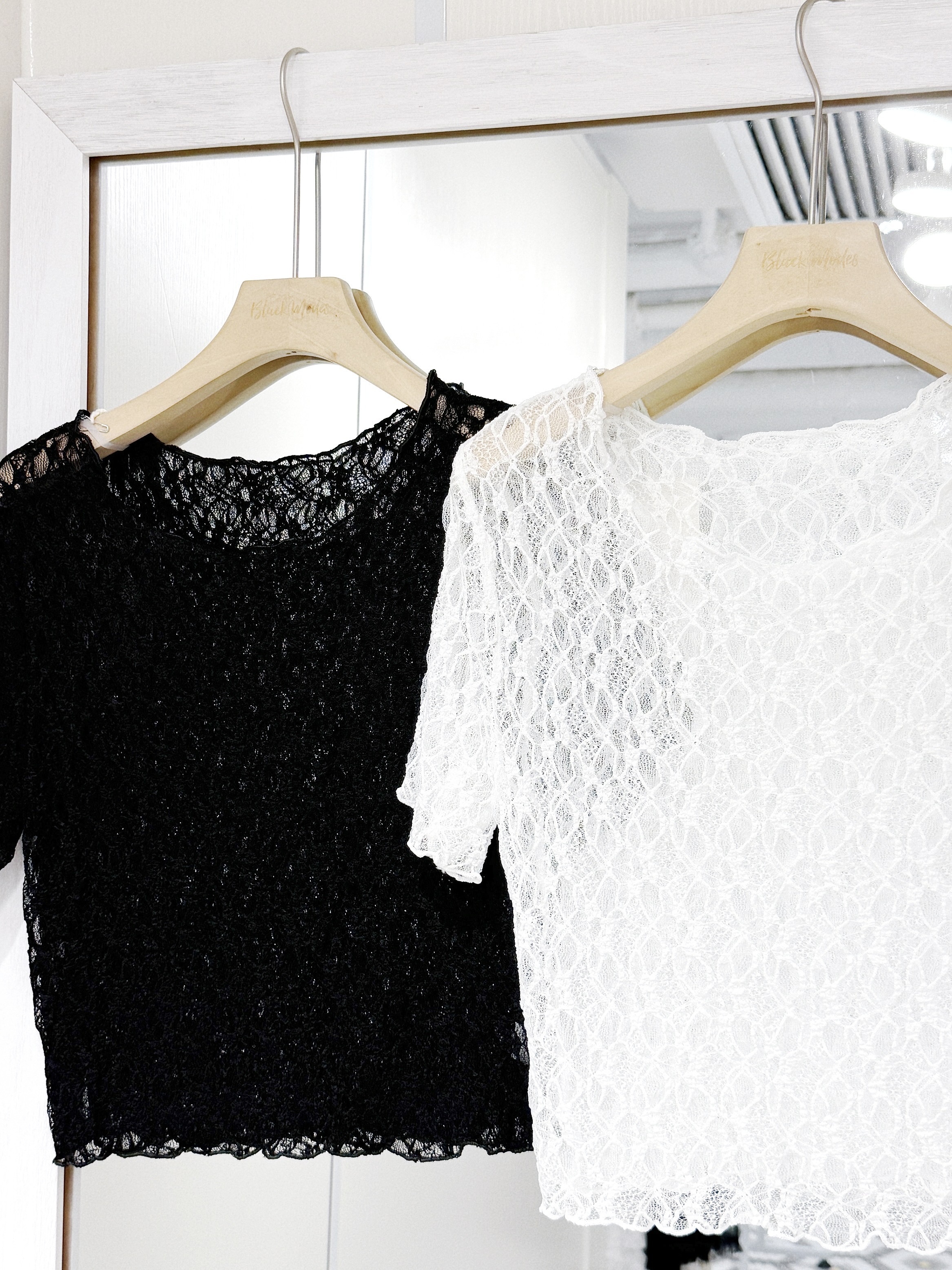 T1392｜超柔軟蕾絲透明感小暗花上衣⊹₊⋆ ✧