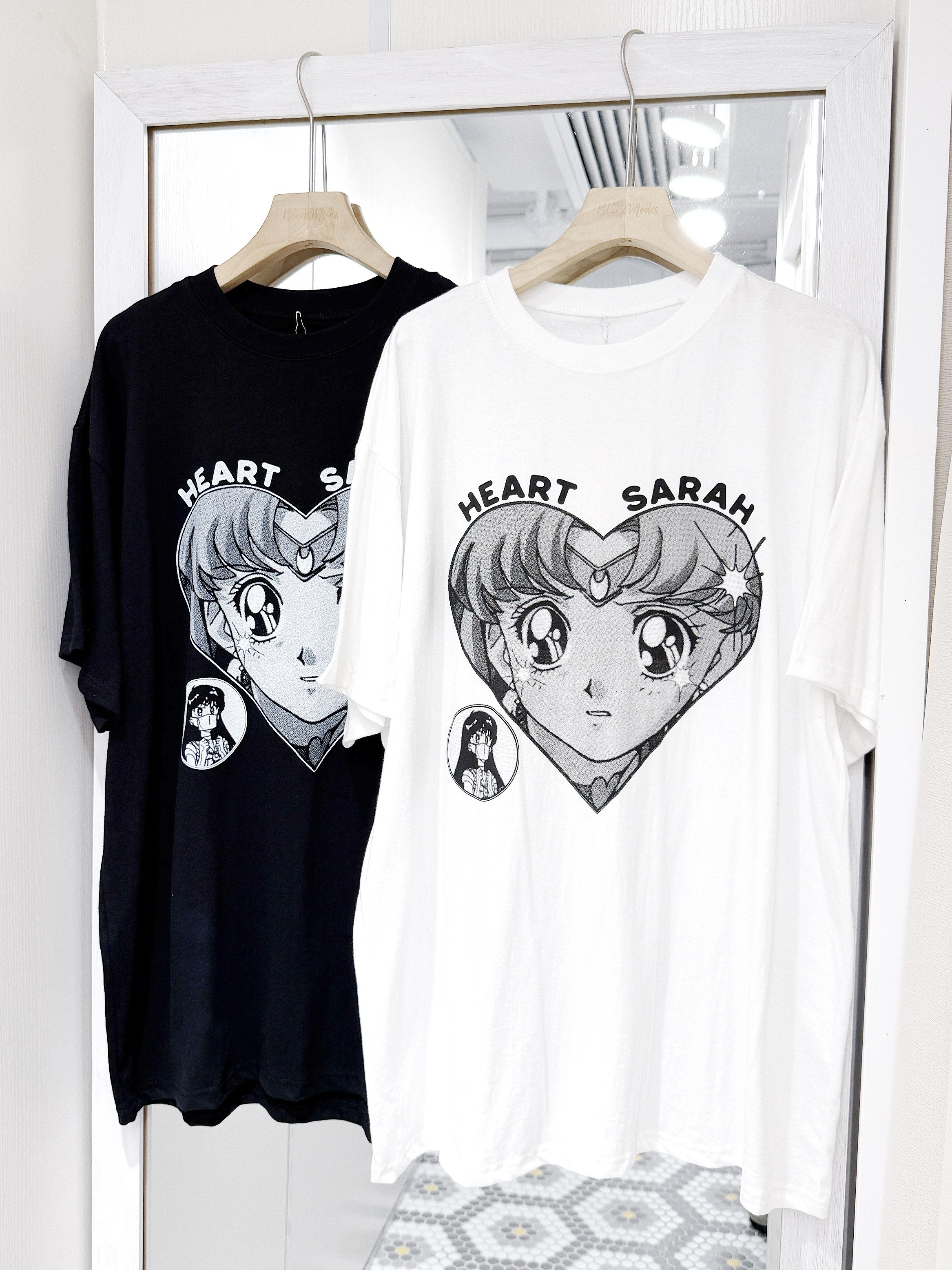 T1413｜心形黑白漫畫感SAILOR MOON TEE 🌙🤍