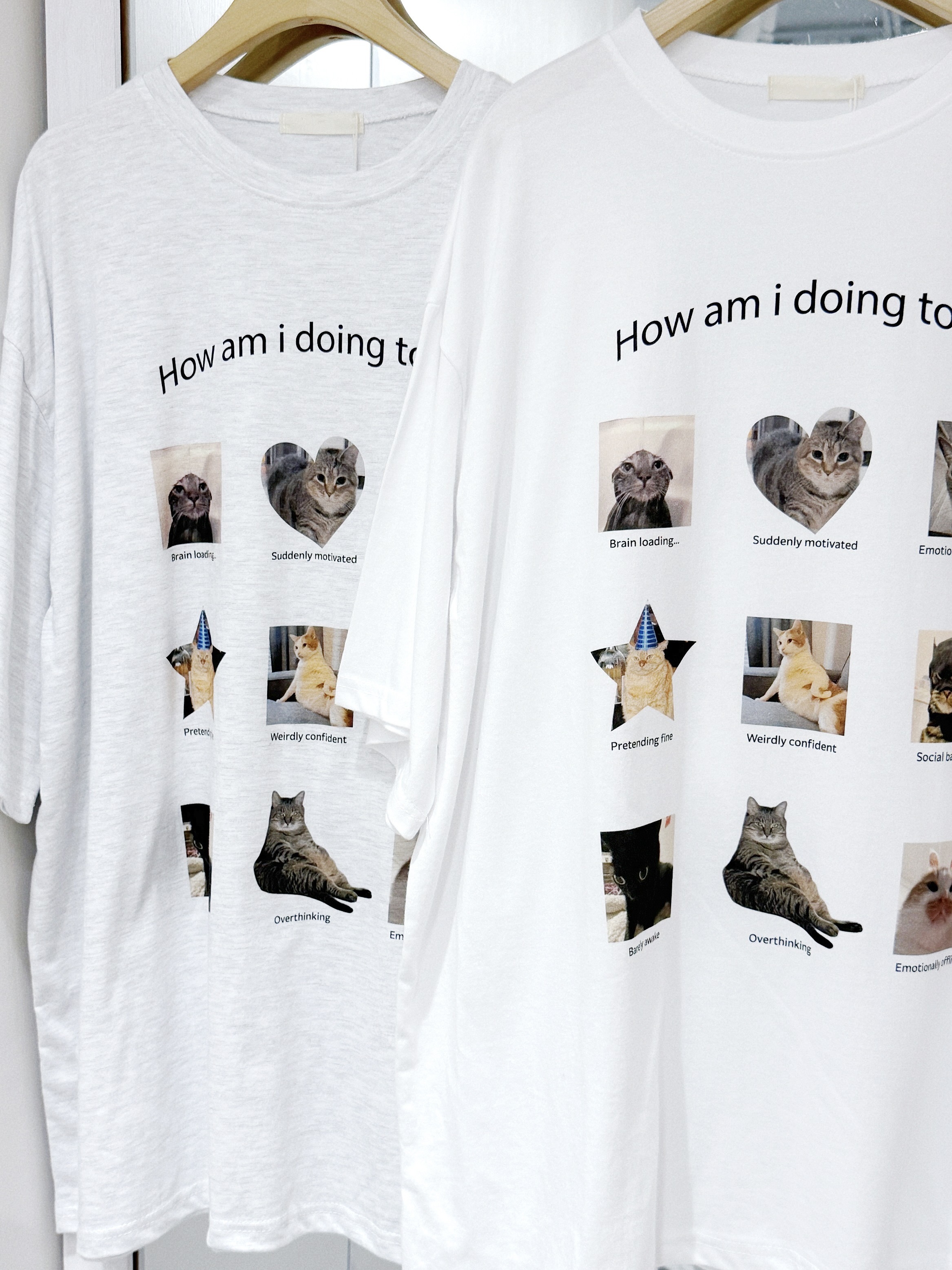 T1411｜貓貓日常精神狀態 OVERSIZE TEE ‧˚꒰🐾୭ ˚. ᵎᵎ