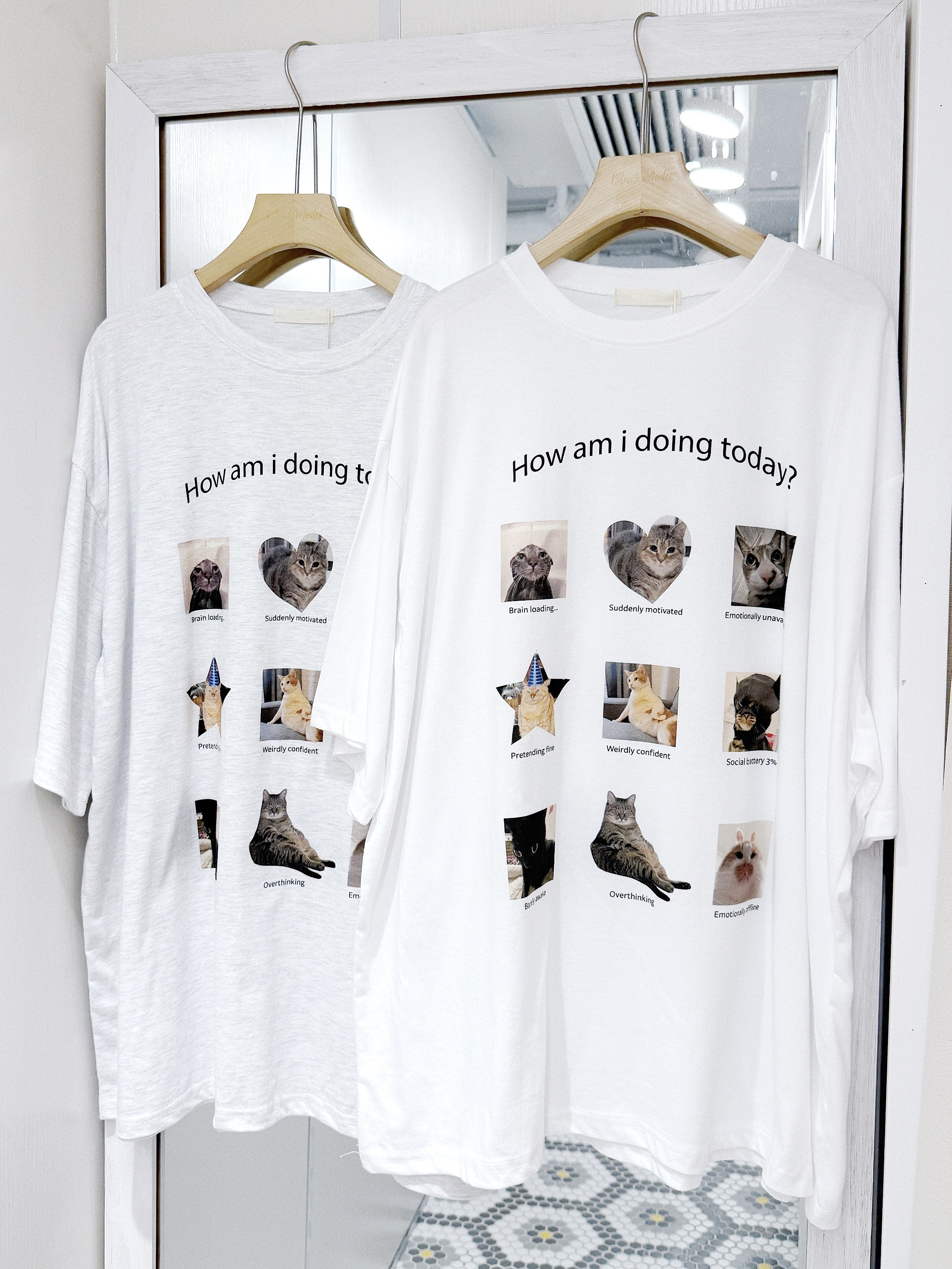 T1411｜貓貓日常精神狀態 OVERSIZE TEE ‧˚꒰🐾୭ ˚. ᵎᵎ