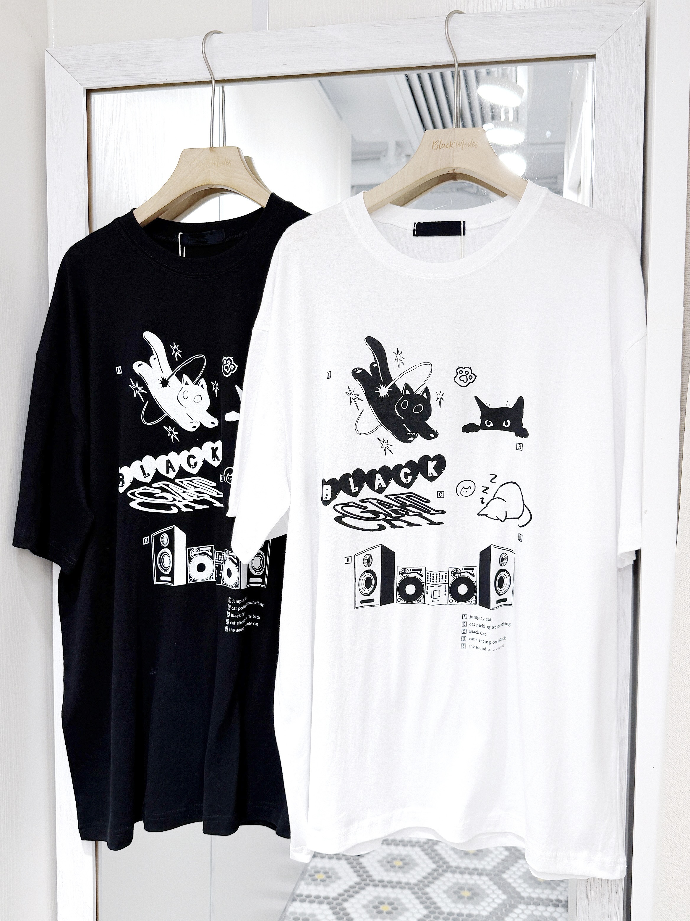 T1406｜簡約感可愛黑白貓咪 TEE ₍^. .^₎⟆🖤