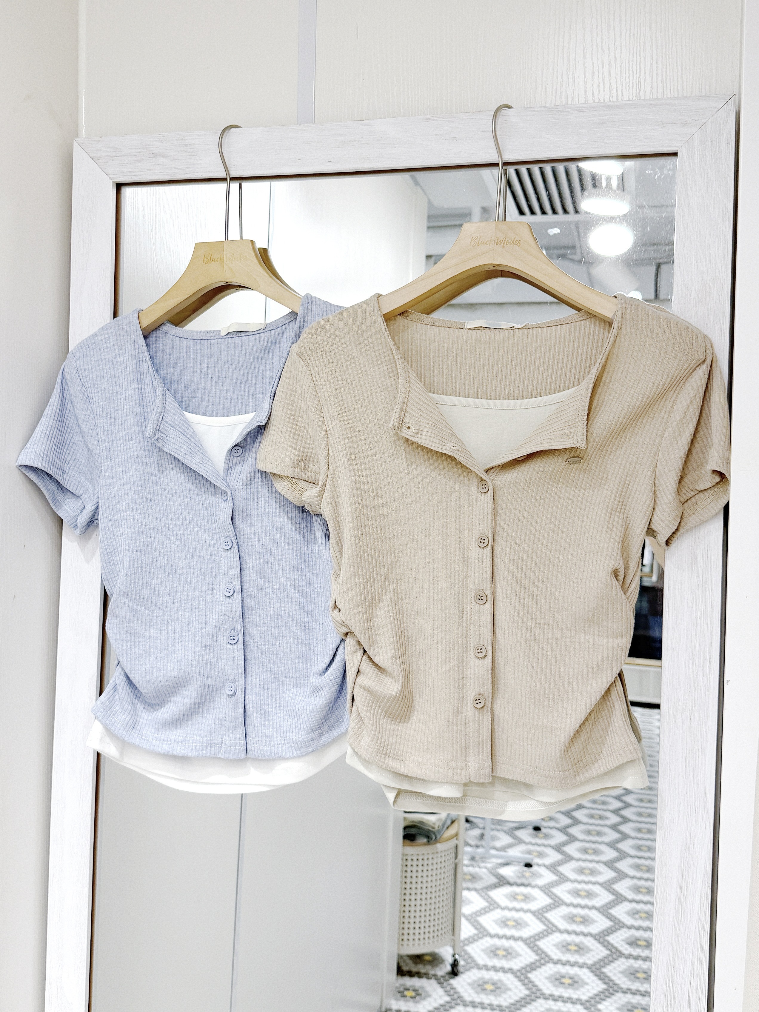 T1405｜韓系小心機銀牌收腰蕾絲上衣⋆𐙚₊˚⊹♡