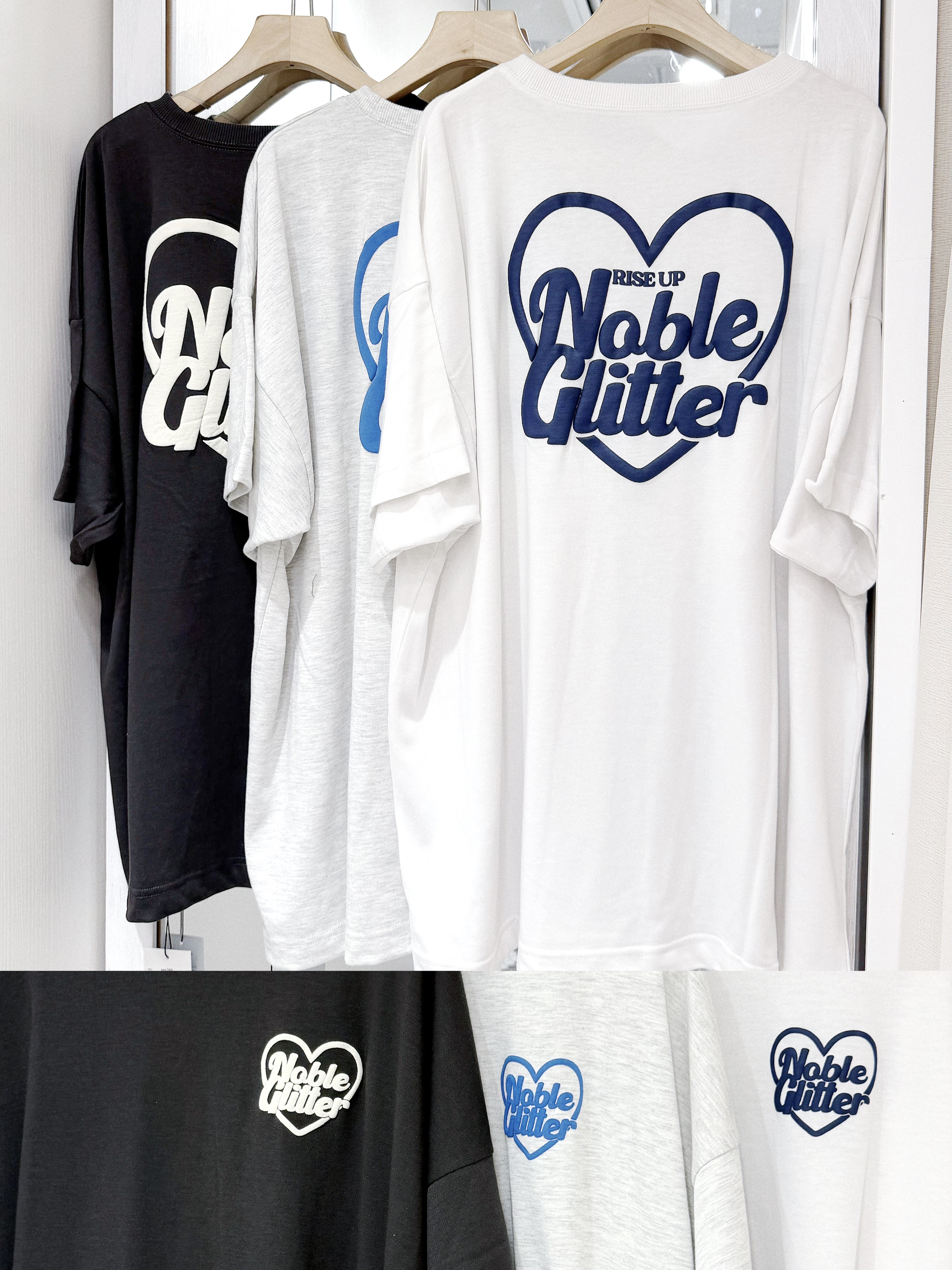 JP1216｜日本直送！日常必備 NOBLE GLITTER心心 OVERSIZE TEE🩵