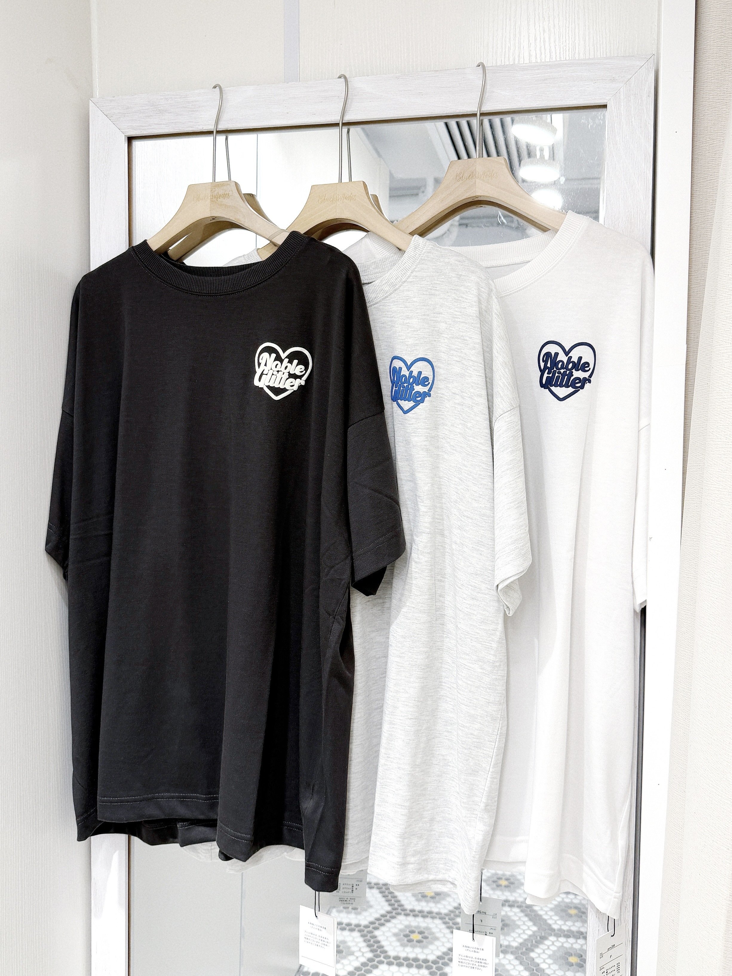 JP1216｜日本直送！日常必備 NOBLE GLITTER心心 OVERSIZE TEE🩵