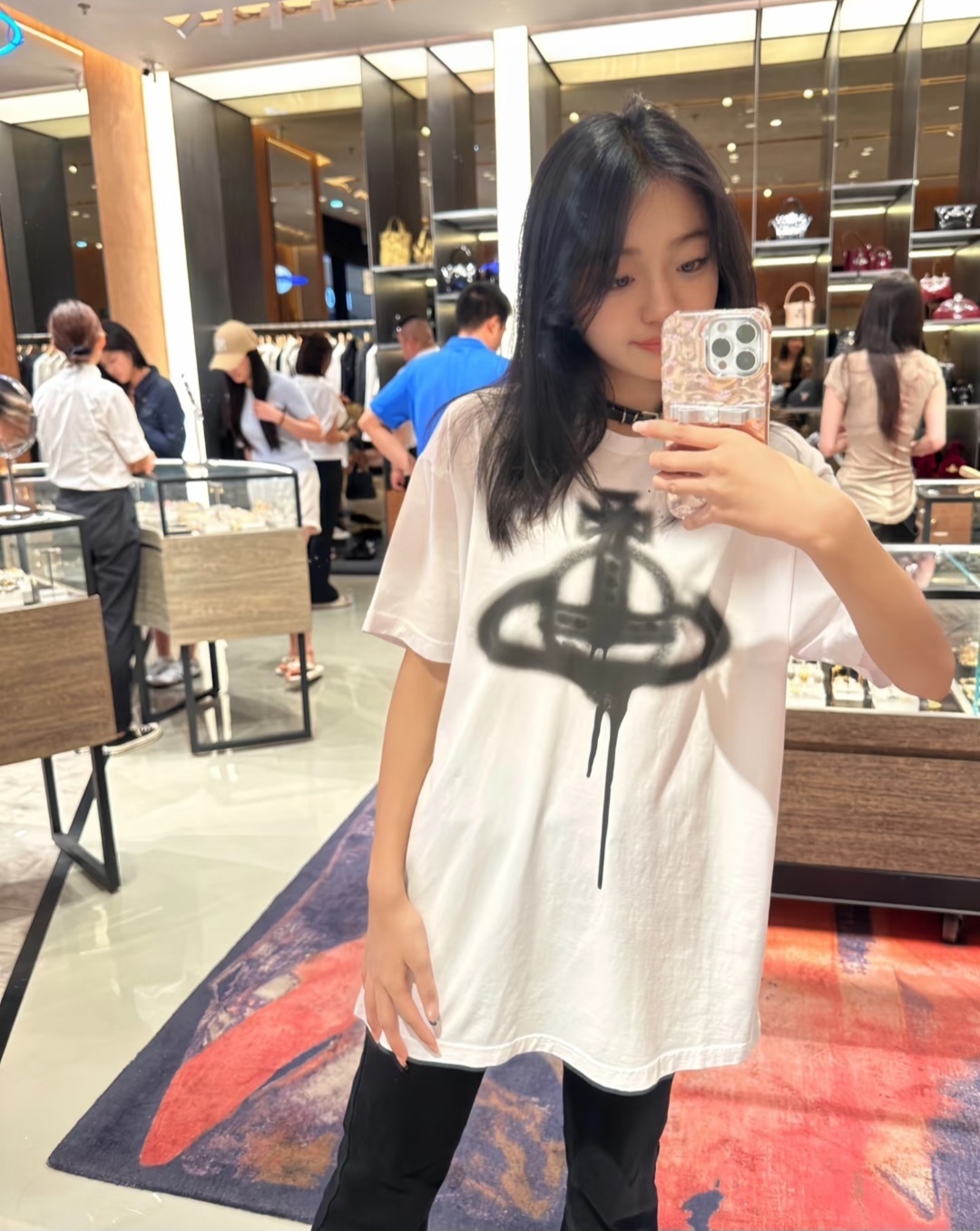 Vivienne Westwood 白色 塗鴉土星圖案 Tee 男女可穿
