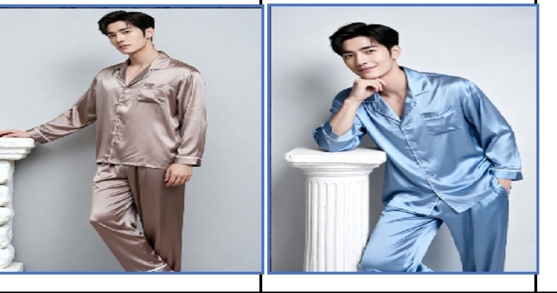 CF9531 「钱皇」100%桑蚕丝长袖睡衣套装（情侣款长袖长裤男士）