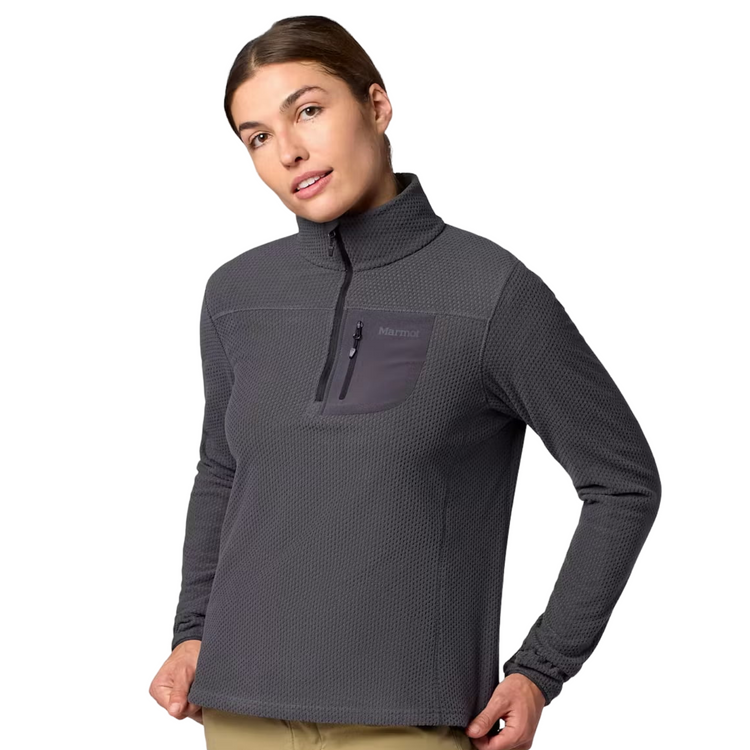 Marmot 女款 AirFleece 半開襟透氣刷毛保暖上衣 M16745-42465 Blackened [HappyOutdoor]