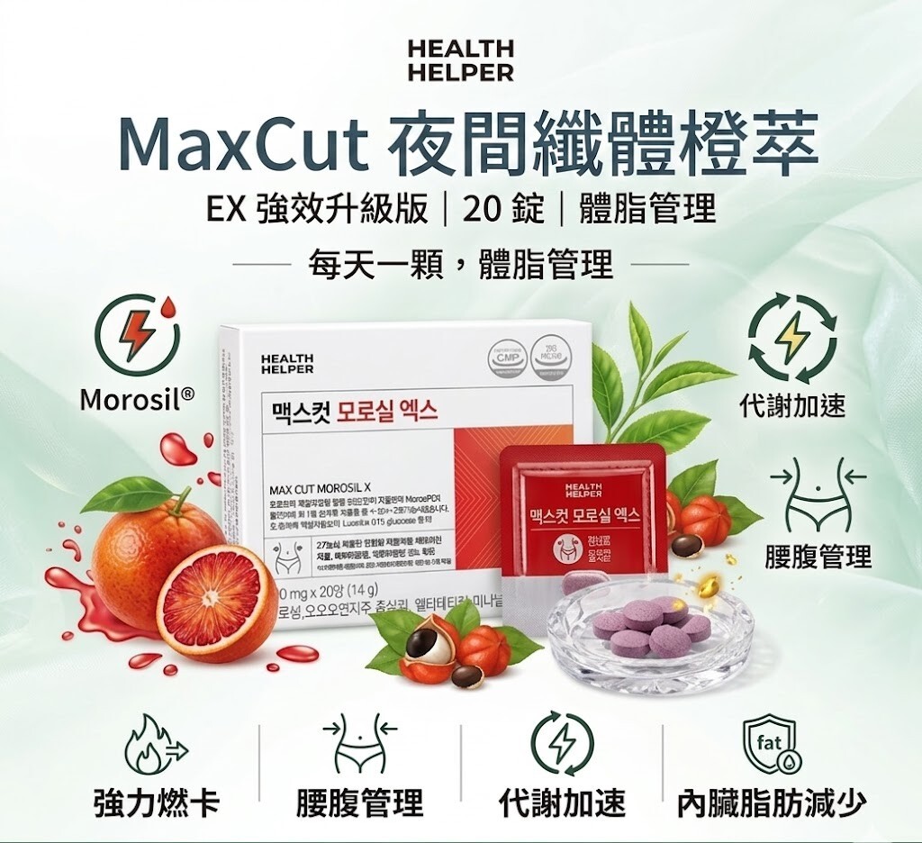 【直播】HealthHelper MAXCUT LX041305 夜間纖體橙萃（20粒裝）