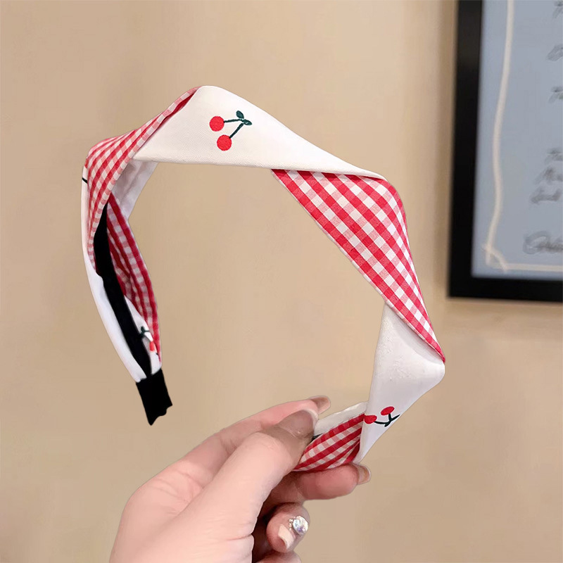 [2 FOR RM10] Red Plaid Cherry Headband