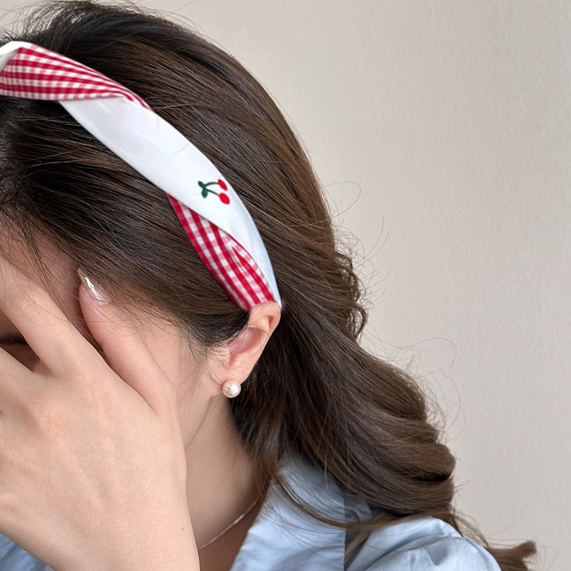 [2 FOR RM10] Red Plaid Cherry Headband
