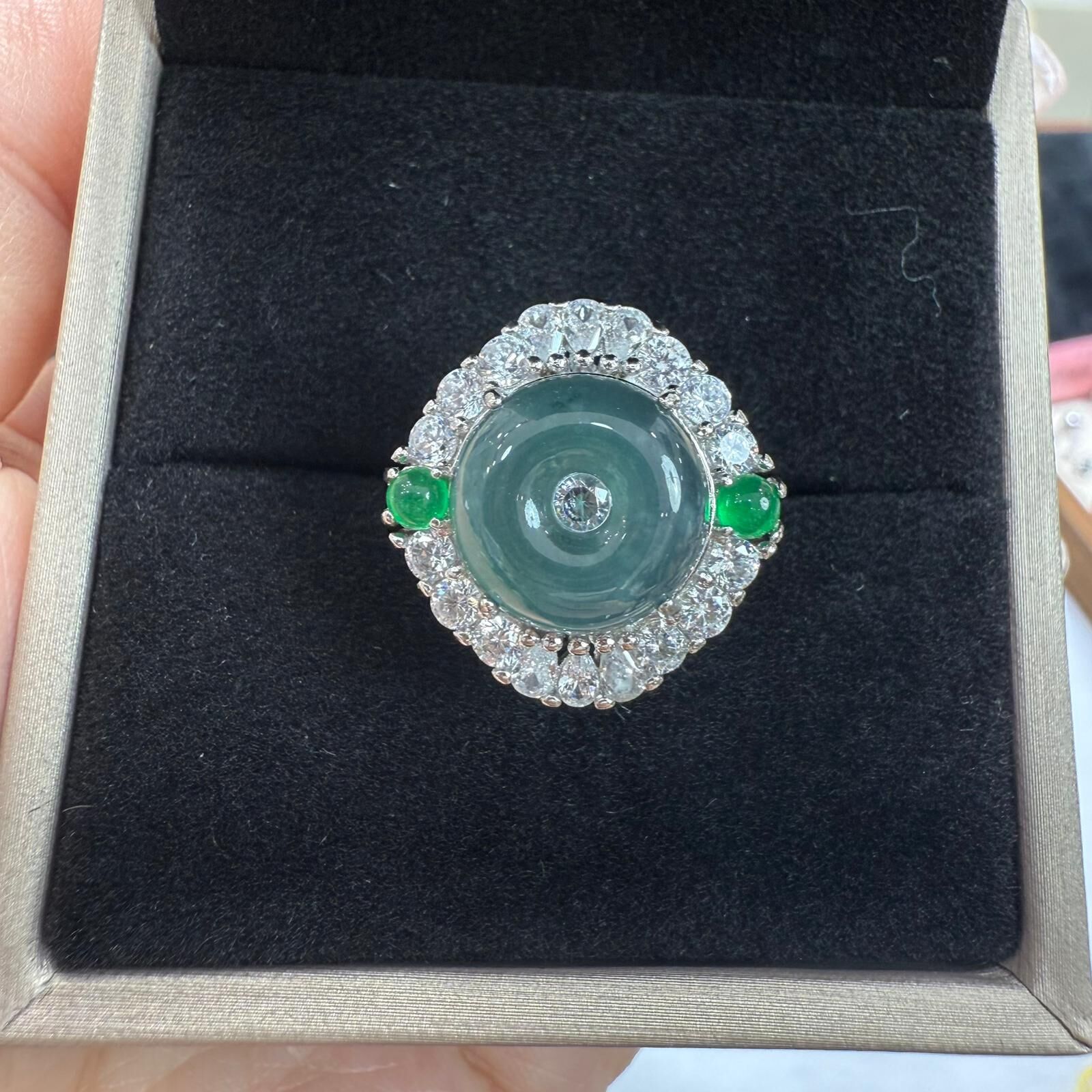 HKAG0411-012 藍水準安扣戒指 yy0586 (A12)