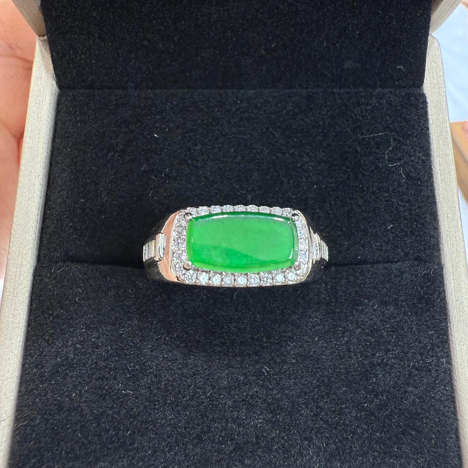 HKAG0411-014 滿綠馬鞍戒指 yy0598 (A14)