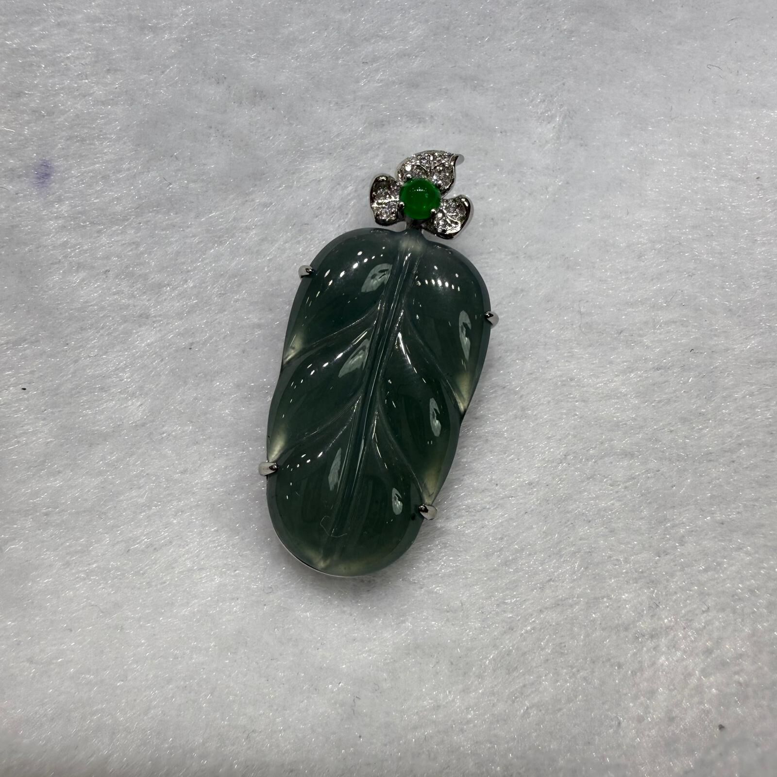 HKAG0411-016 藍水葉子吊墜 yy0599 (A16)【連證連盒】