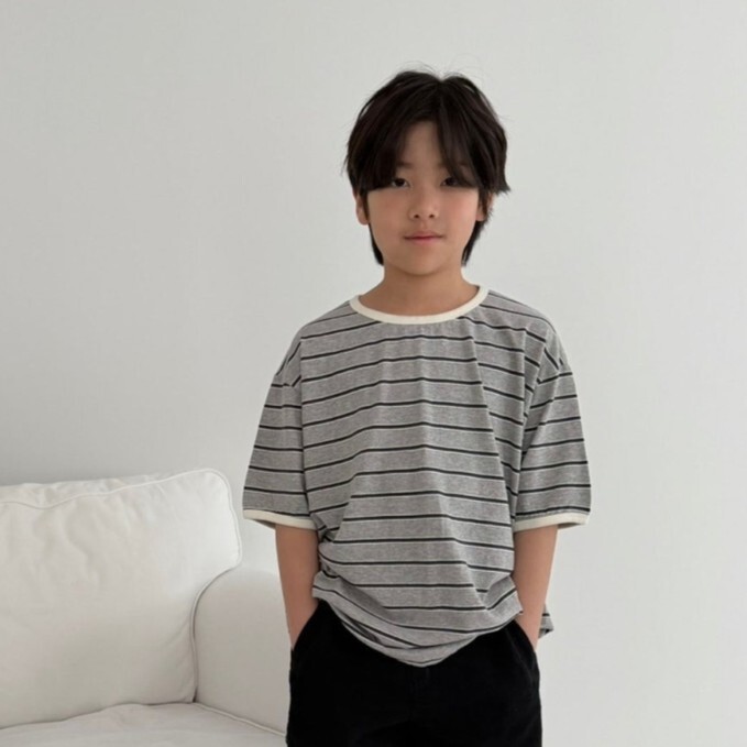 90-150 Gou 滾邊條紋上衣 2色