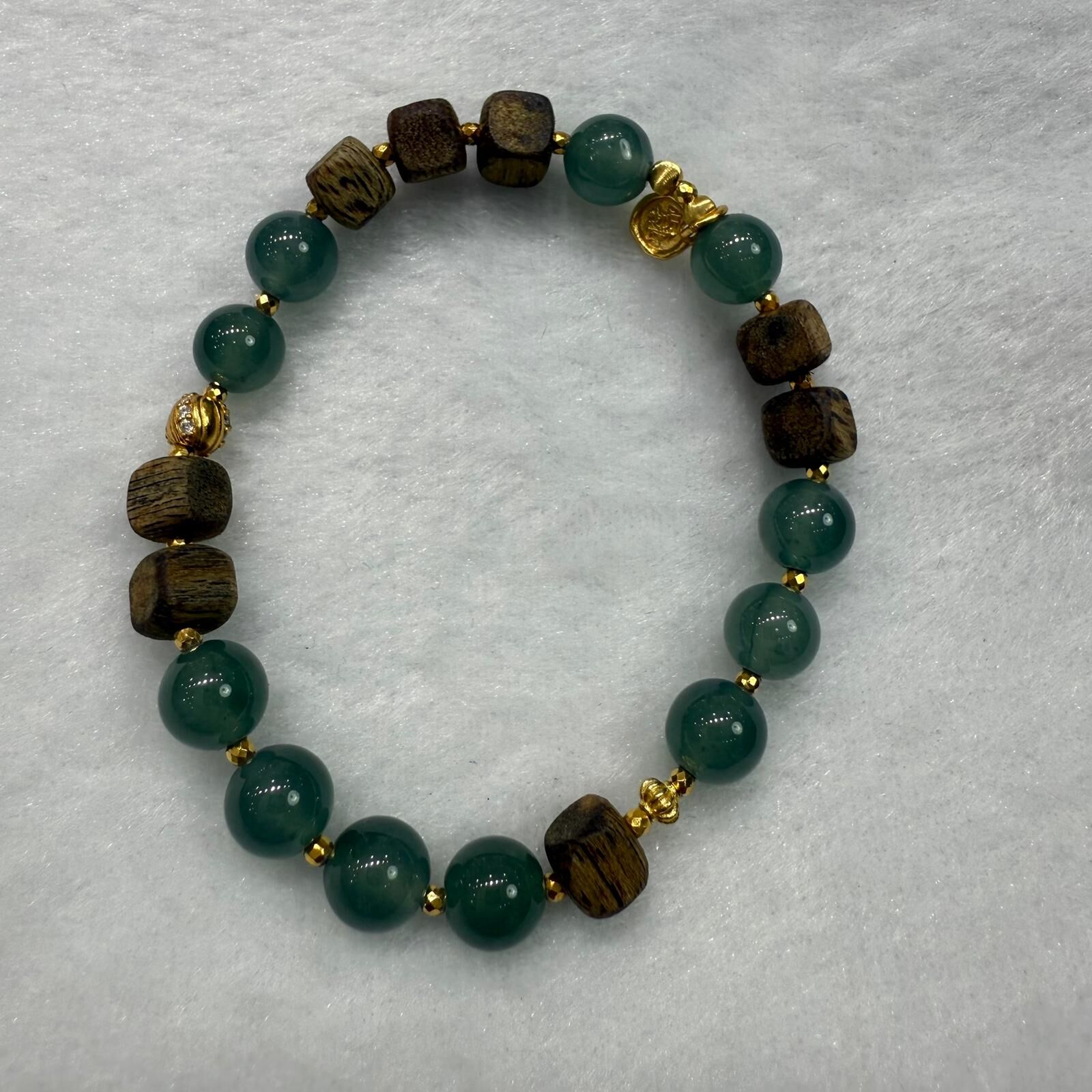 HKAG0411-032 S925銀8mm翡翠藍水沉香手串 yy0569 (A32)