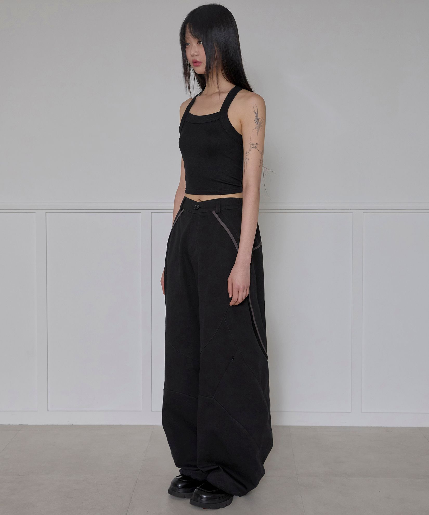 FLAREUP 非對稱寬版長褲 FL-253_Black