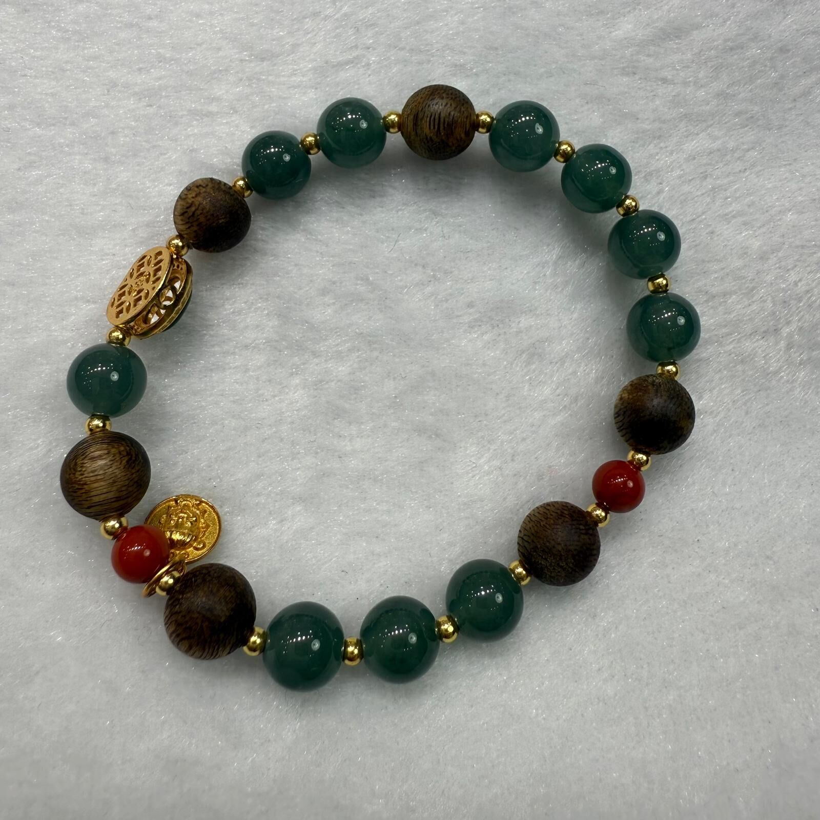 HKAG0411-033 S925銀翡翠藍水8mm沉香手串 yy0564 (A33)