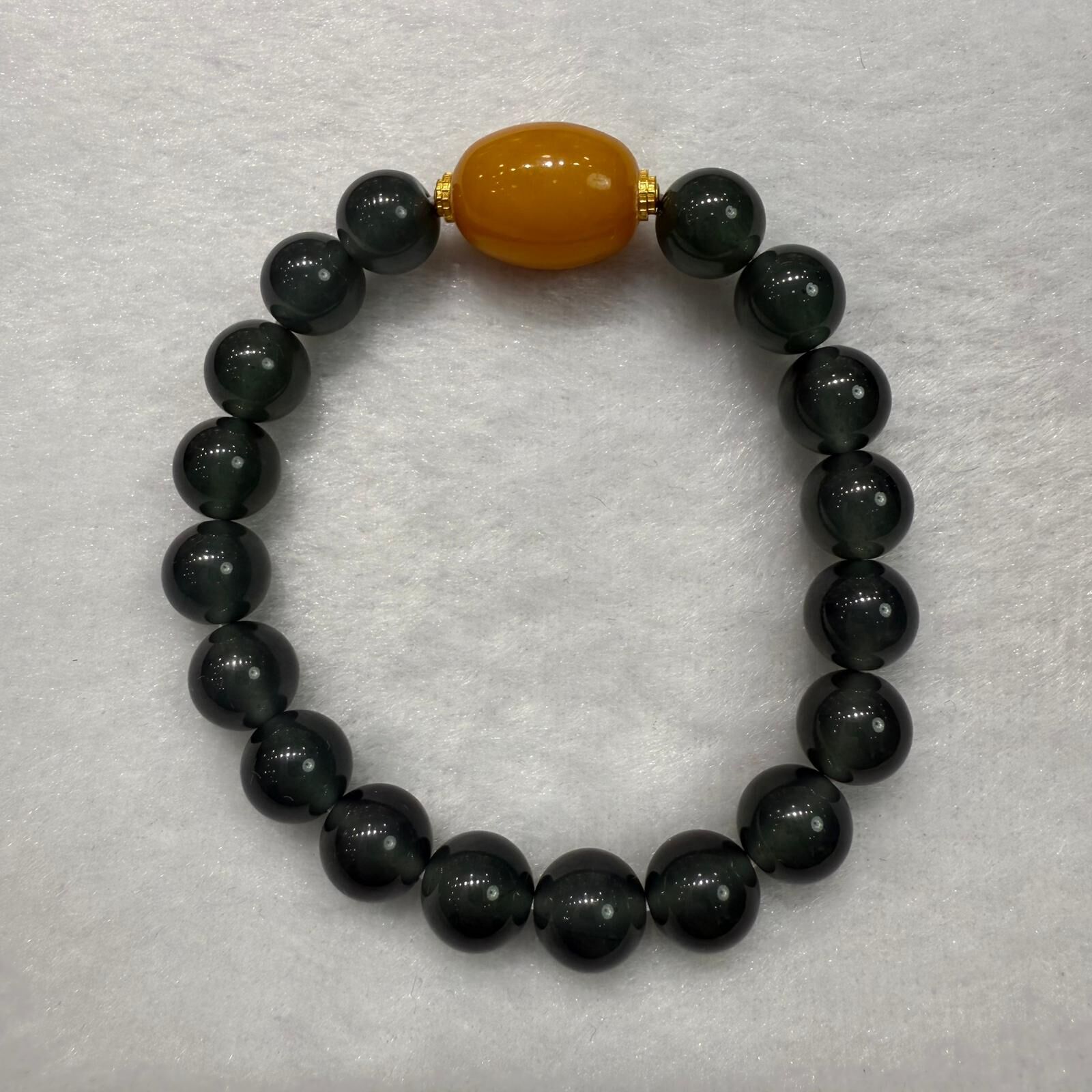 HKAG0411-036 18k金10mm藍水蜜蠟手串 yy0177 (A36)