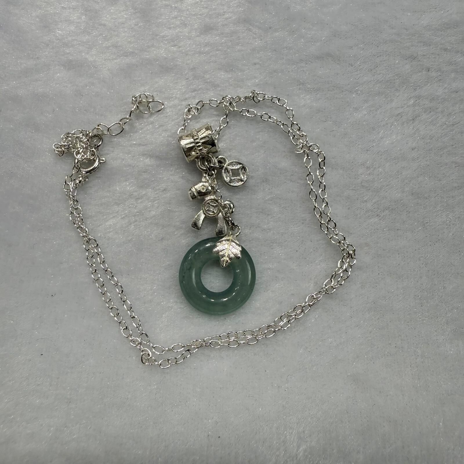 HKAG0411-040 藍水準安扣馬上有錢項鏈 yy0606 (A40)