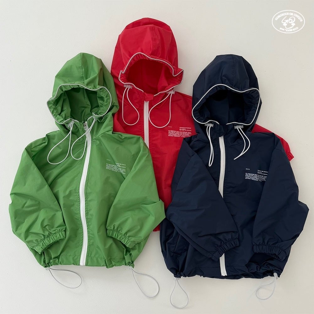 【親子】90-150 Gou 白色拉鍊連帽薄外套 3色