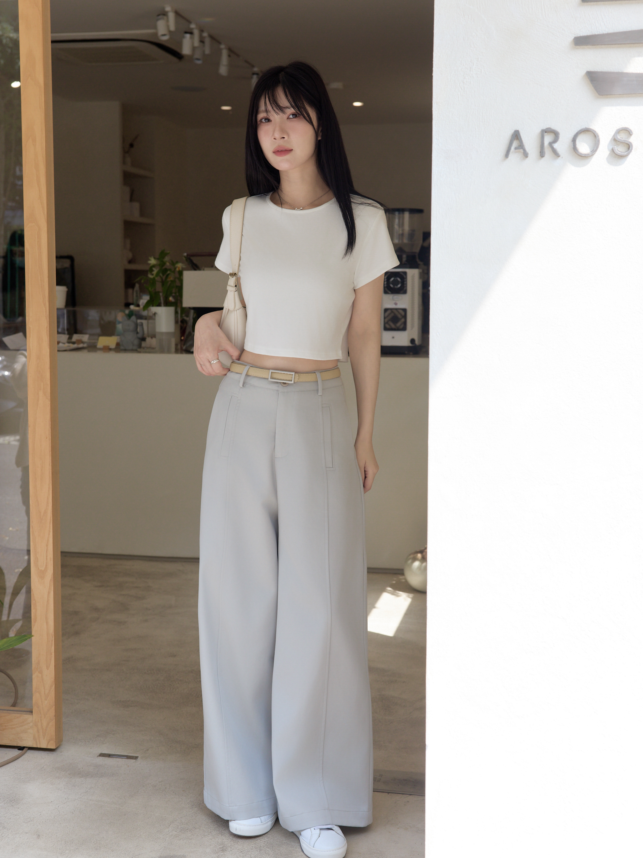 好比例質感側壓線西裝褲-附皮帶