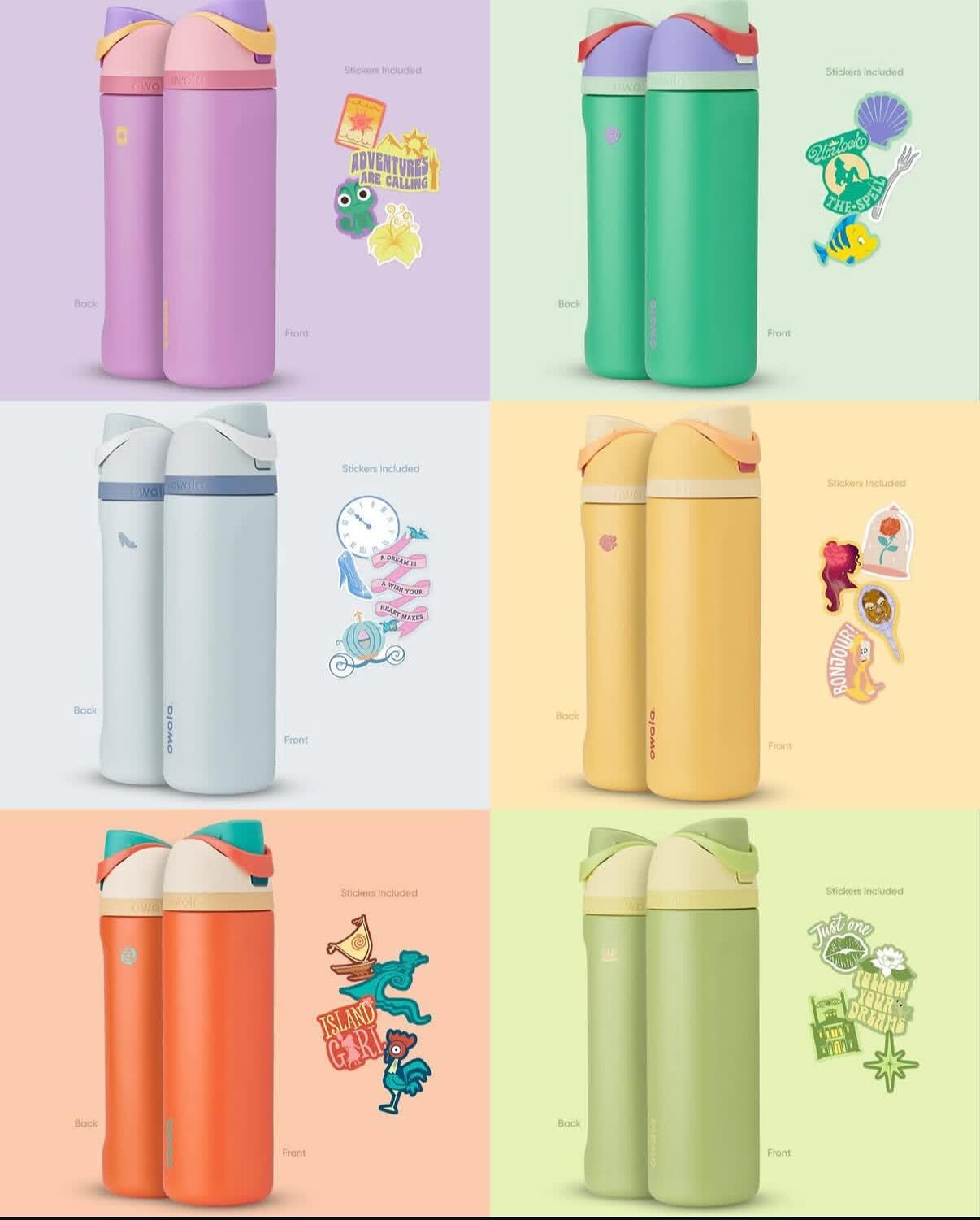 OWALA X Disney FreeSip  迪士尼公主系列 不鏽鋼保溫杯 直飲杯 吸管杯 710ml