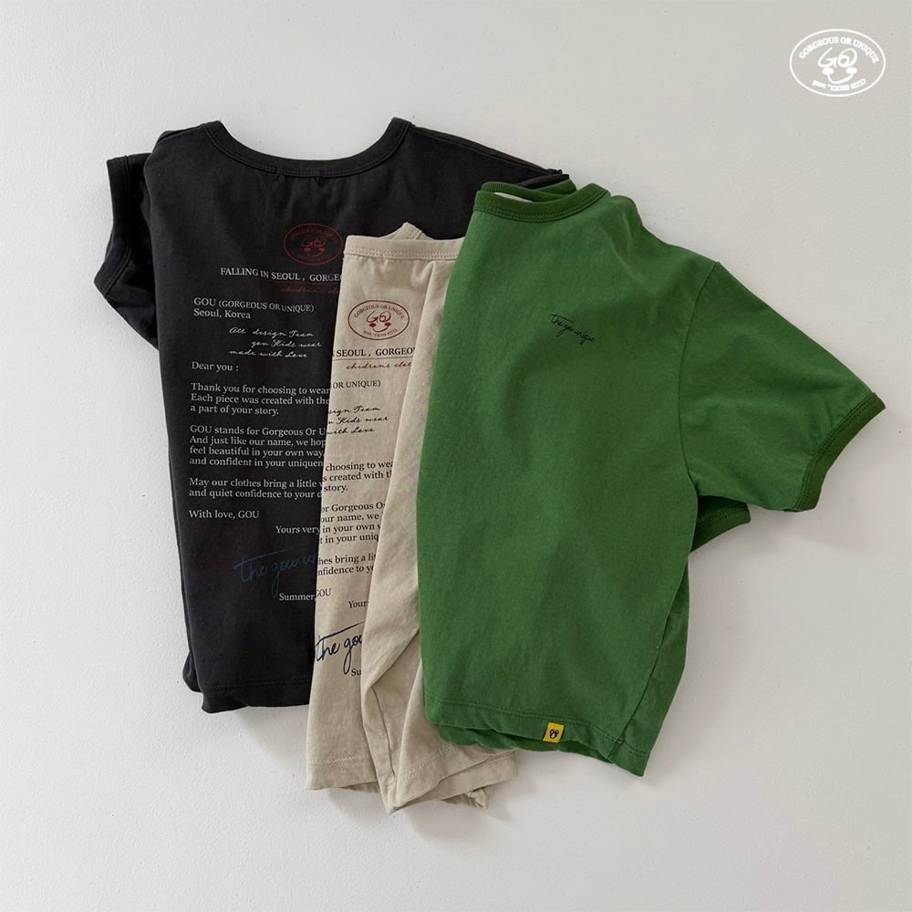 【親子】90-150 Gou 背後字母標語上衣 3色