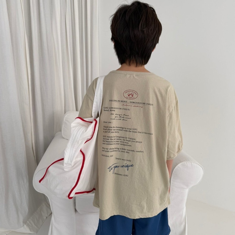 【親子】90-150 Gou 背後字母標語上衣 3色