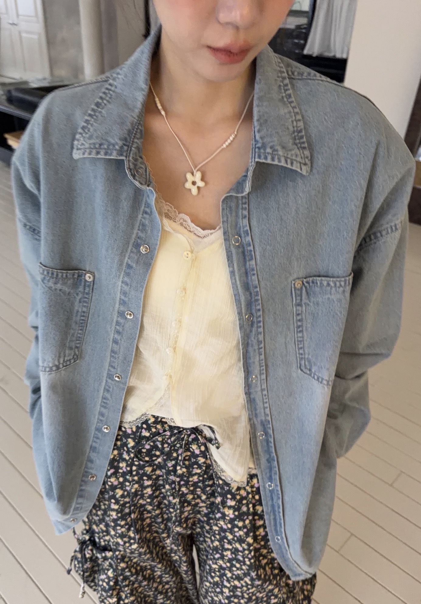 A06/男友感休閒單寧牛仔長袖襯衫