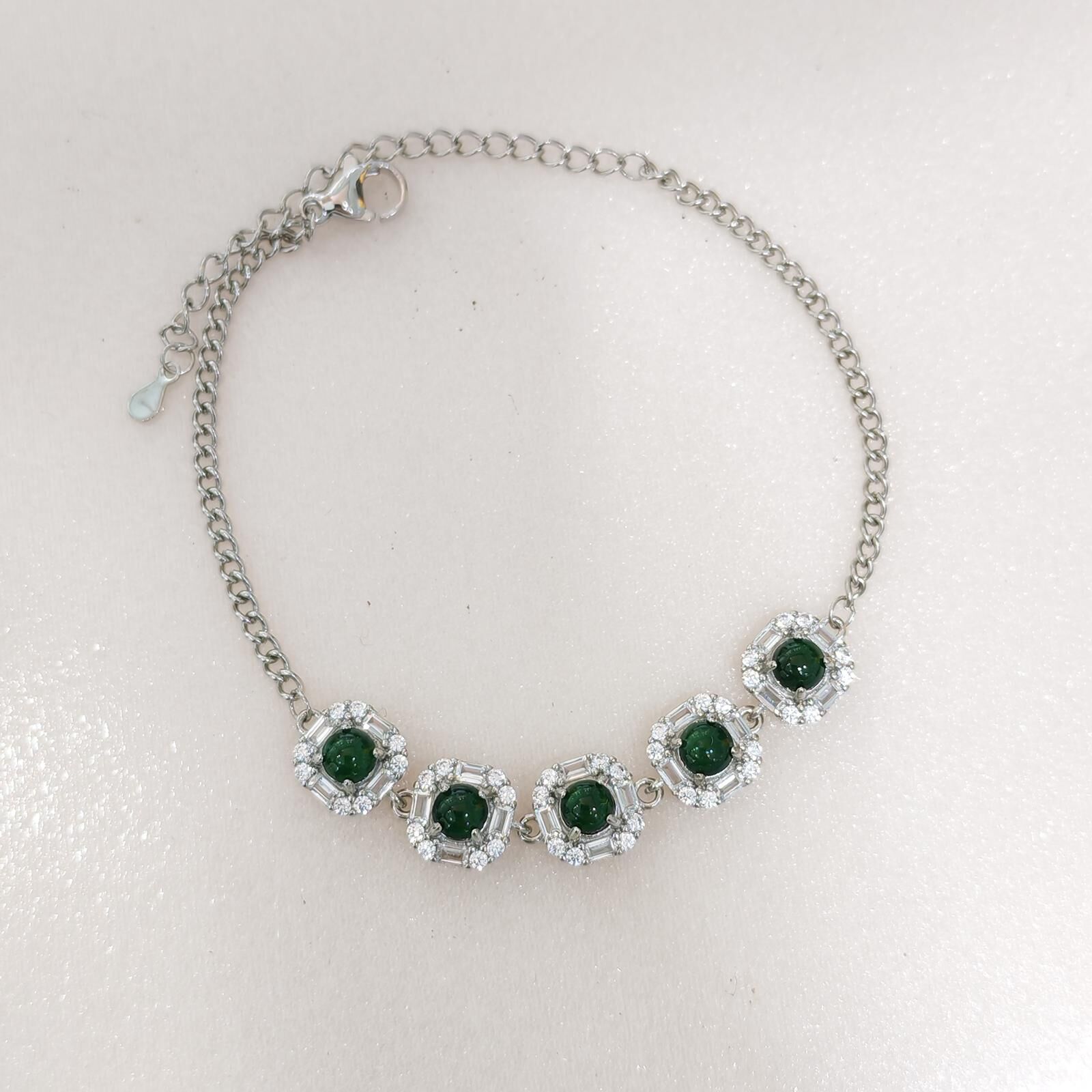 HKAG0411-320 滿綠蛋面手鏈 yy0123 (C20)【連證】