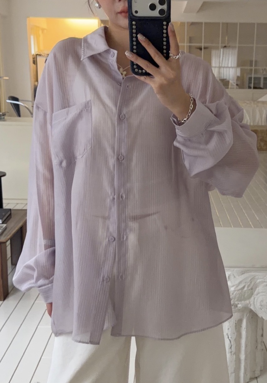 A03/仙氣飄飄條紋親膚防曬長袖襯衫