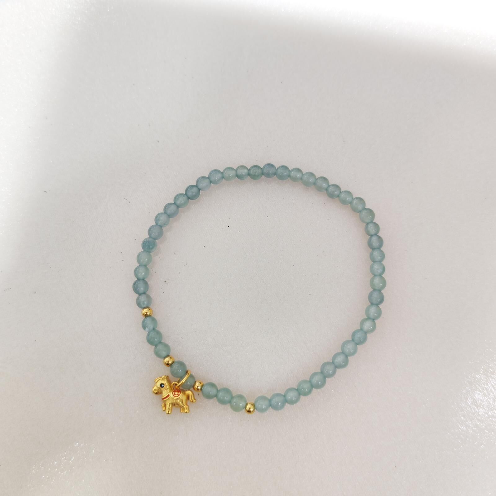 HKAG0411-325 S925銀3.8mm藍水馬到成功手串 yy0634 (C25)【連證連盒】