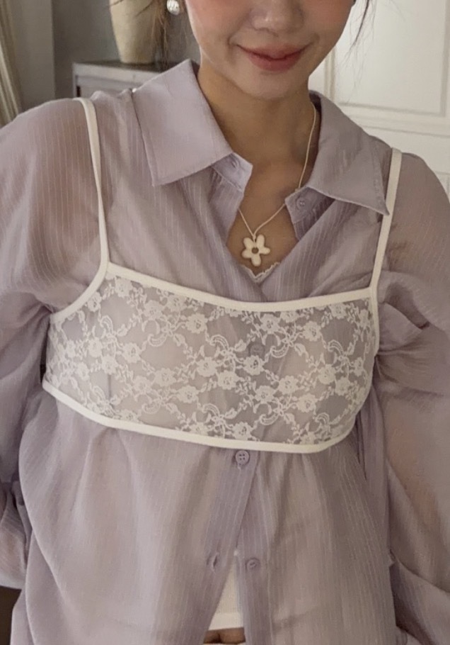 A60/極短版蕾細肩背心