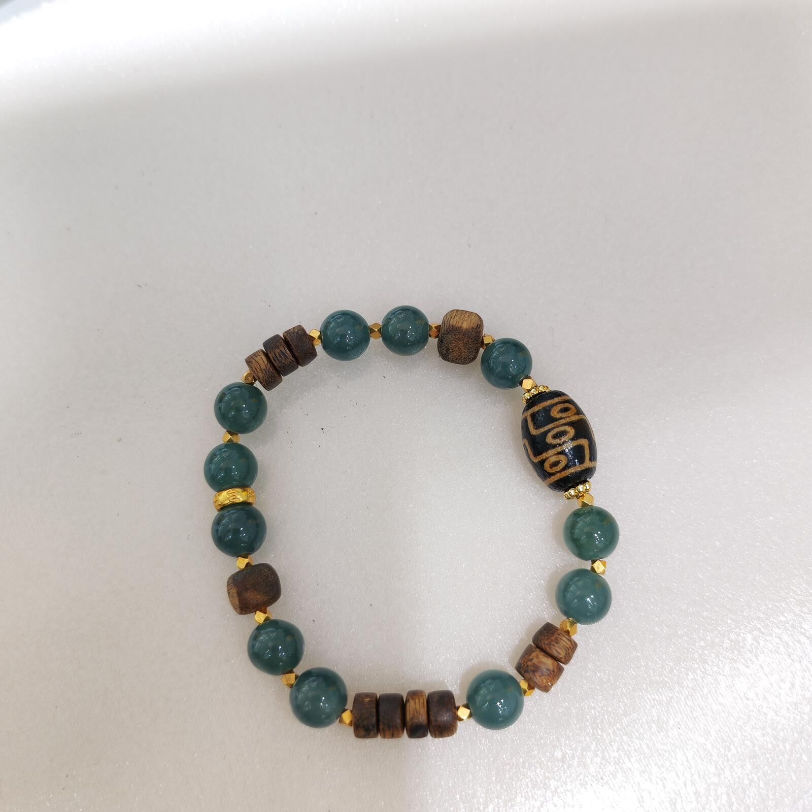 HKAG0411-326 翡翠藍水8mm沉香天珠手串 yy0559 (C26)【連證】