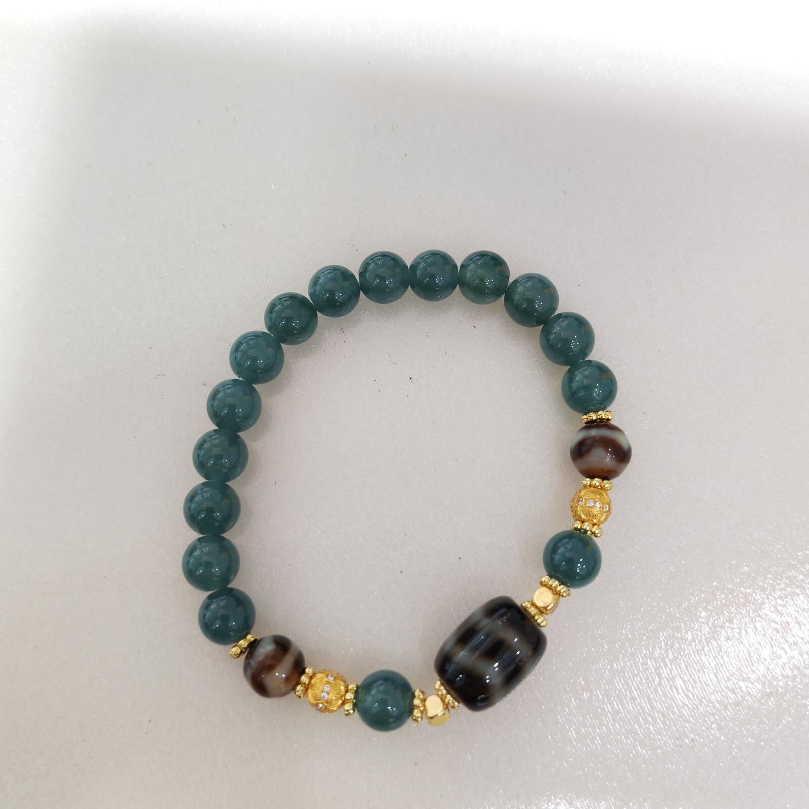 HKAG0411-327 翡翠藍水8mm天珠手串 yy0565 (C27)【連證】