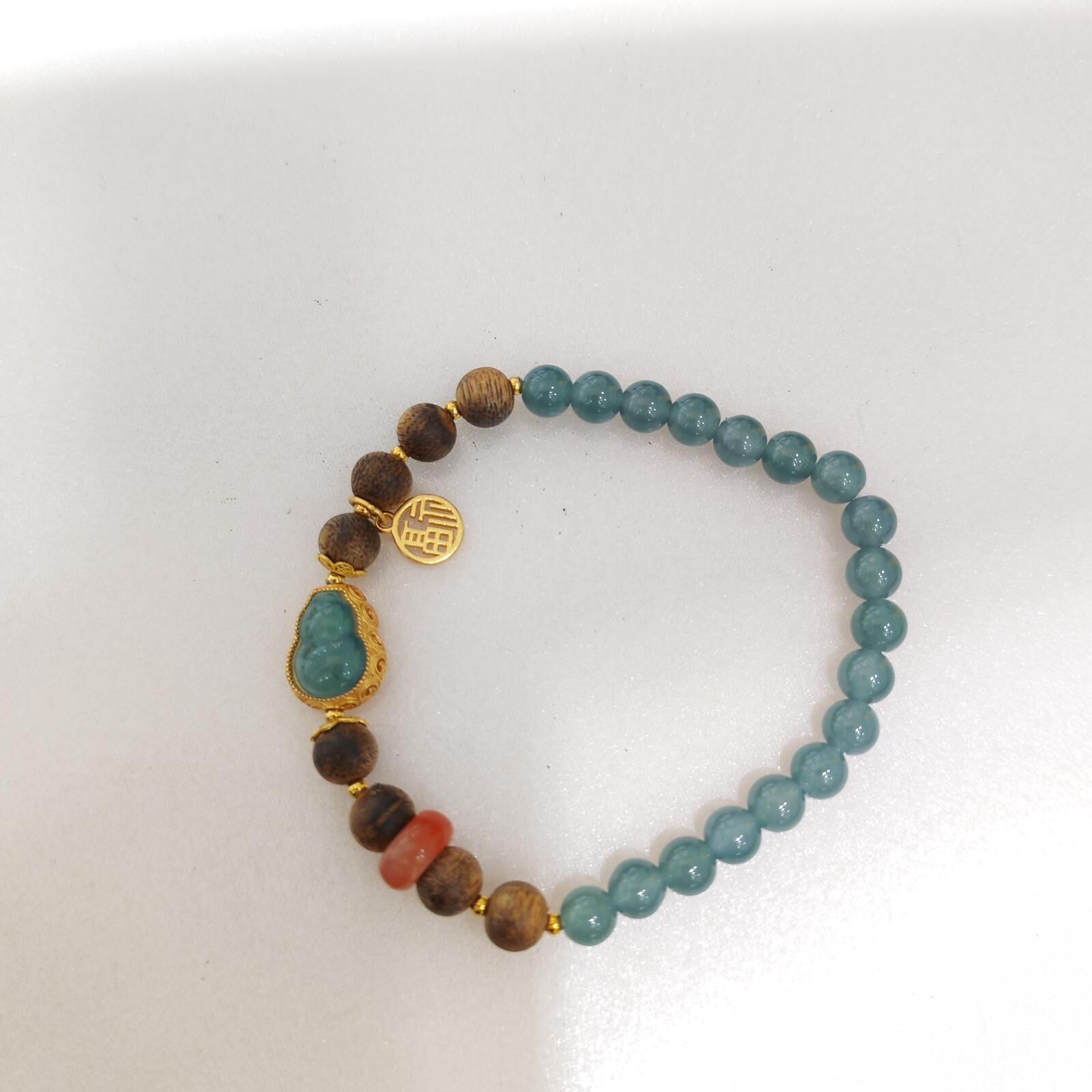 HKAG0411-329 S925銀沉香葫蘆藍水手串 yy0621 (C29)【連證連盒】