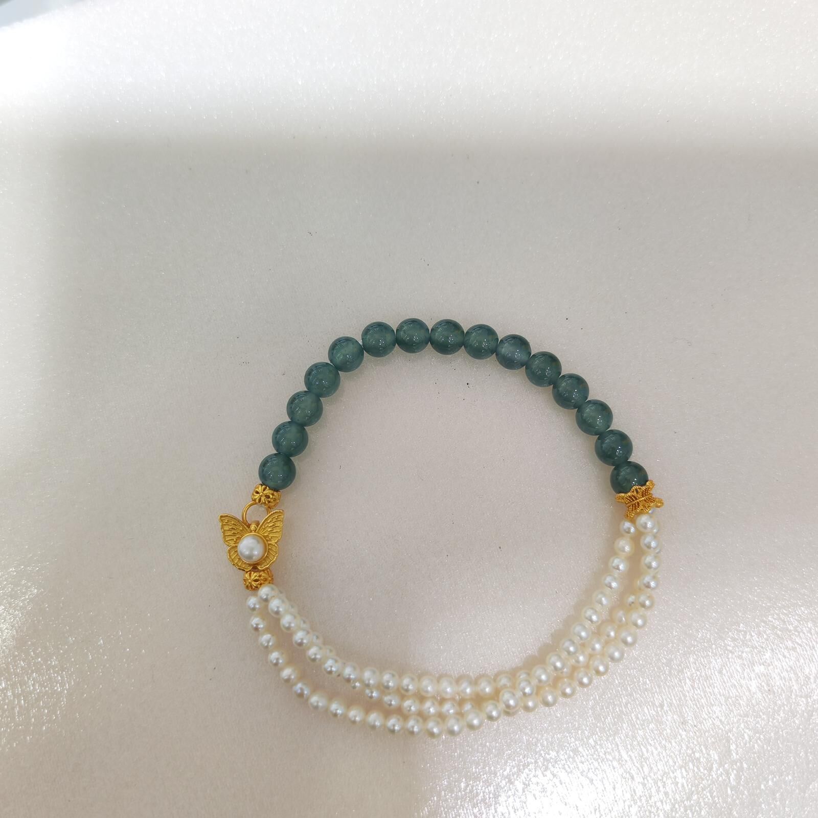 HKAG0411-330 S925銀6mm翡翠藍水珍珠手鏈 yy0633 (C30)【連證連盒】