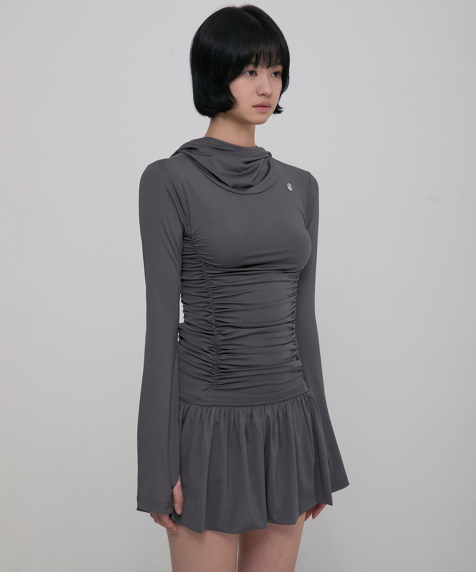 FLARE UP 連帽高領長洋裝 FL-185_Charcoal