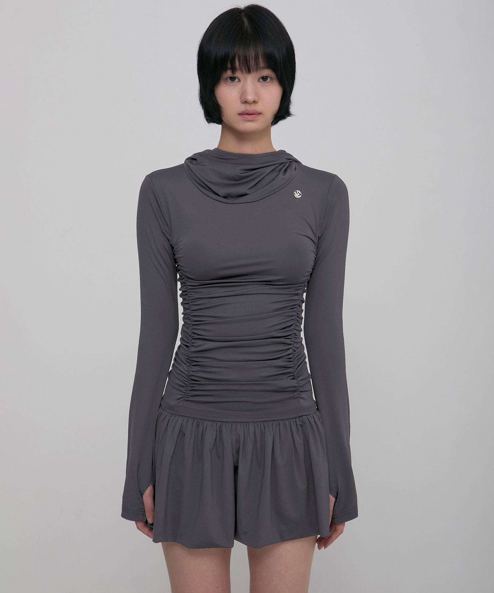 FLARE UP 連帽高領長洋裝 FL-185_Charcoal