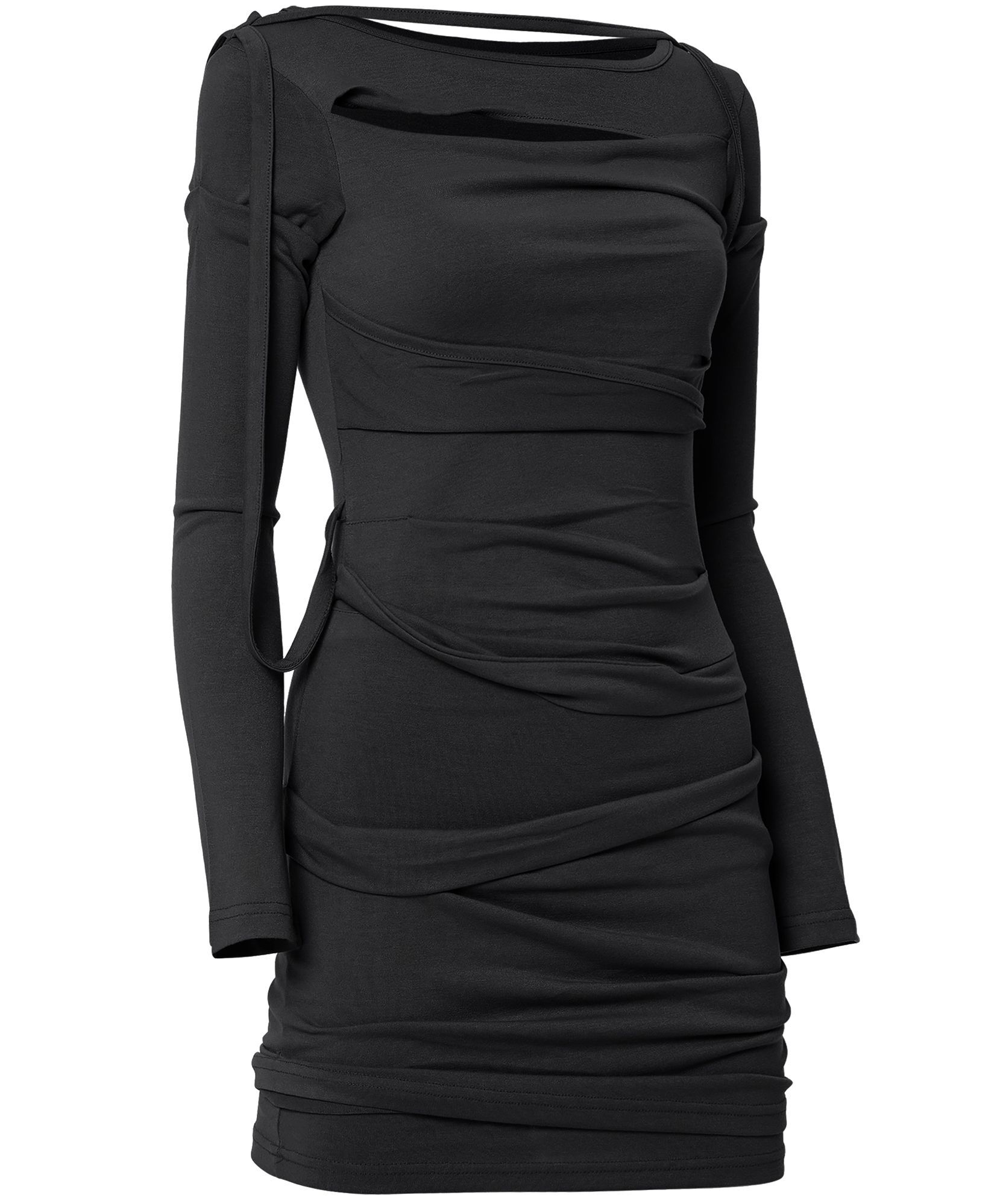 FLAREUP 不對稱垂墜長洋裝 FL-196_Black