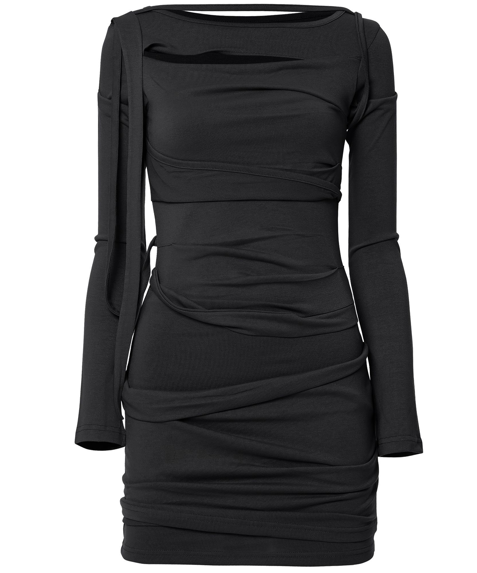 FLAREUP 不對稱垂墜長洋裝 FL-196_Black