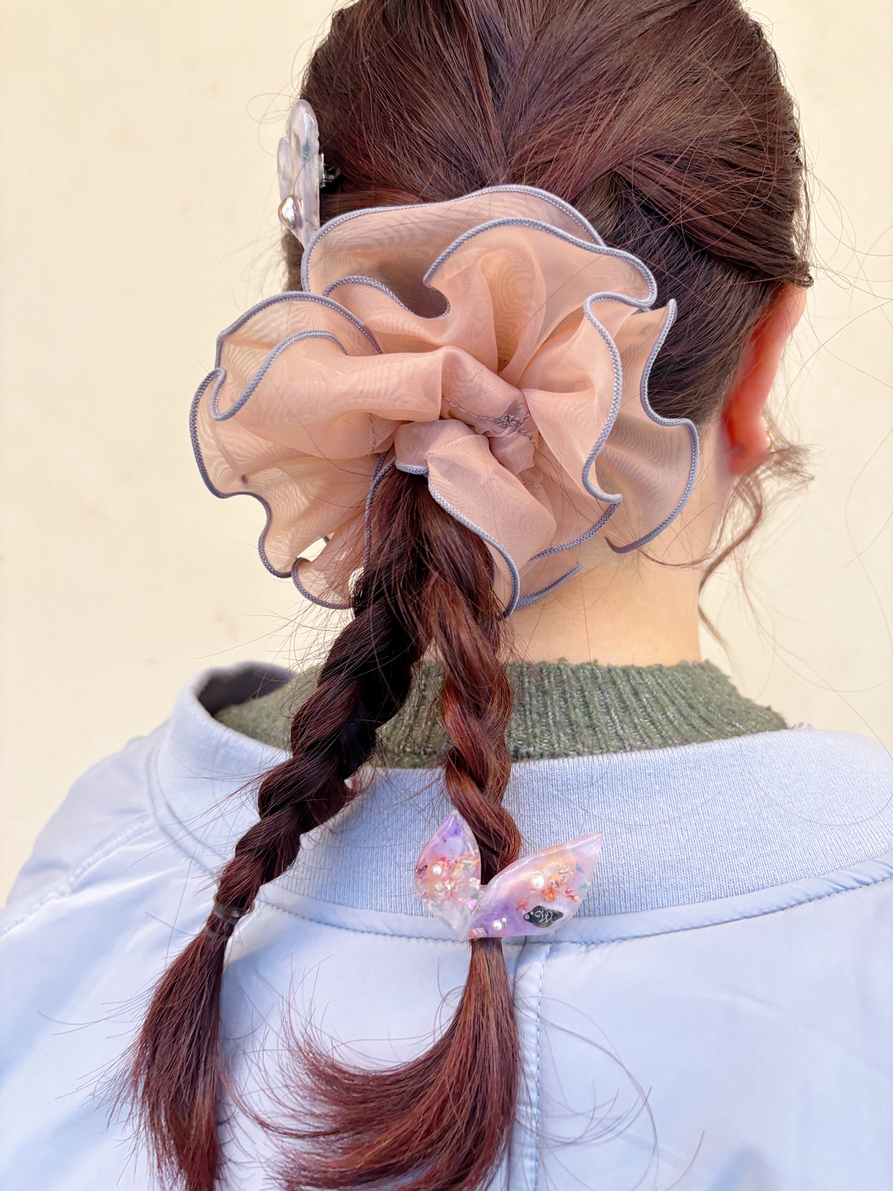 薄纱立體感大髮圈