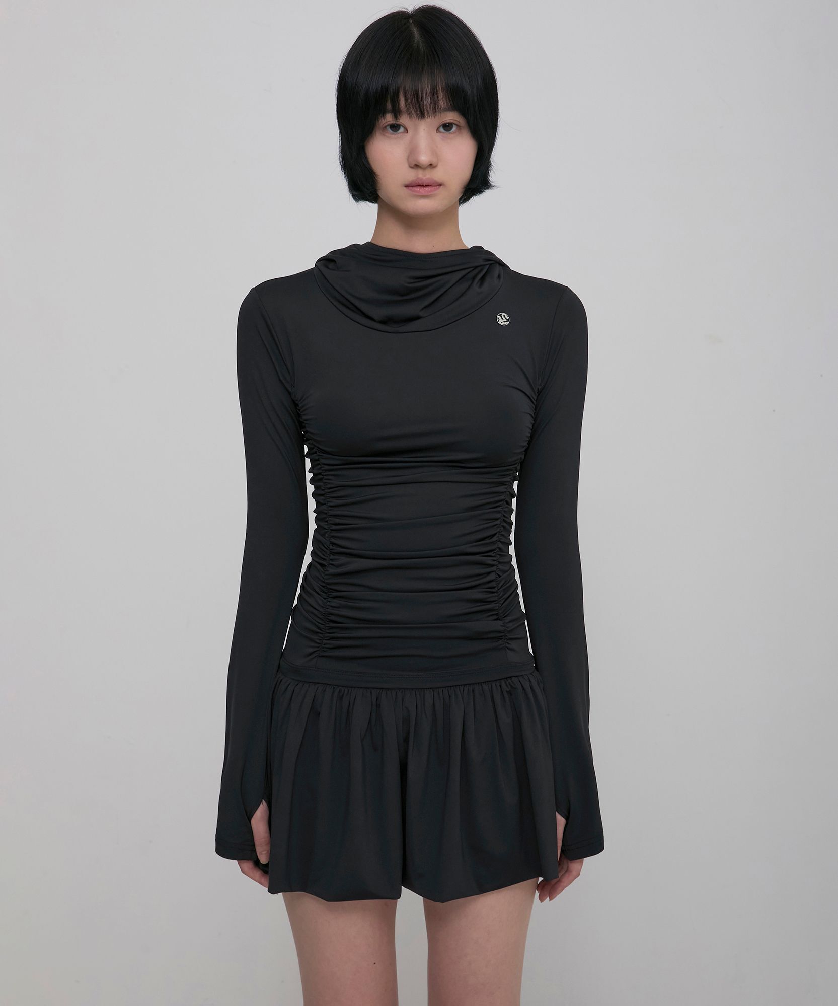 FLAREUP 連帽高領長版洋裝 FL-185_Black