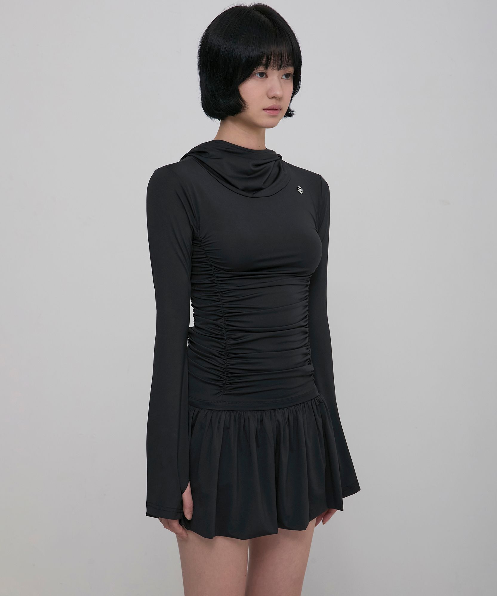 FLAREUP 連帽高領長版洋裝 FL-185_Black